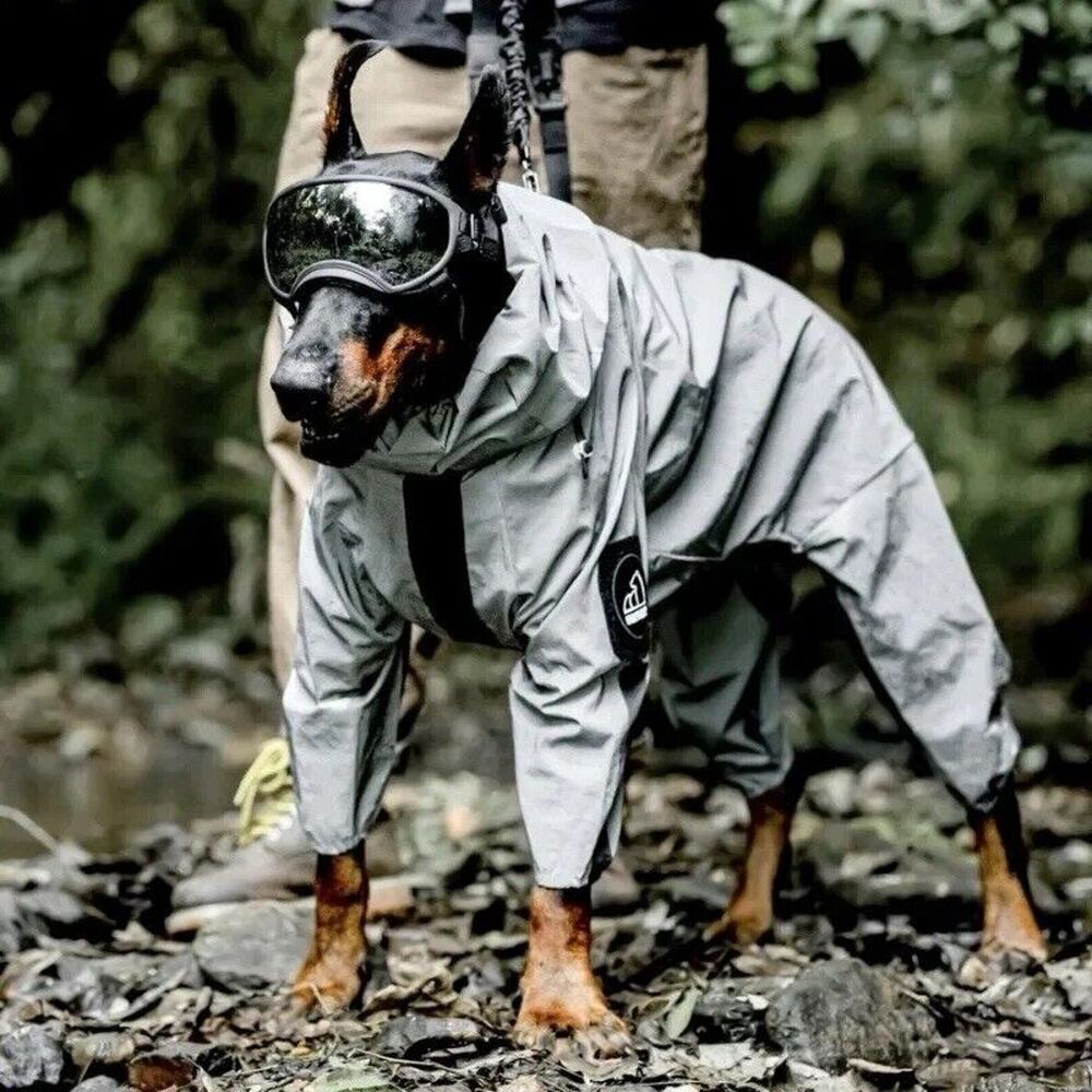 Vanpardo Reflective Hi-Vis Waterproof Outdoor Dog Rain Coat Gray Canine MEDIUM